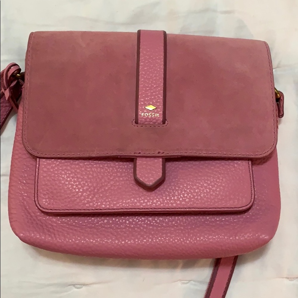 SOLD DONT BUY Fossil Pink Leather and Suede Purse